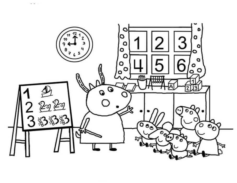 Desenho para colorir Peppa Pig : A aula de dança 9